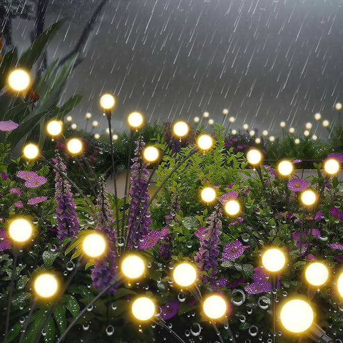 Solar Lights Outdoor-8Pack 64LEDs Solar Garden Firefly Lights Outside,Solar Powered Light Outdoor and Garden Decorative IP65 Waterproof,Yard Patio Pathway Decor,Gardening Gifts for Women,Warm White