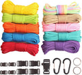Paracord,Paracord 550 Combo Crafting Kits with 5 Types Buckles,20 Feet Each Paracord Rope (Light Rainbow Set 200feet) (E-Set)
