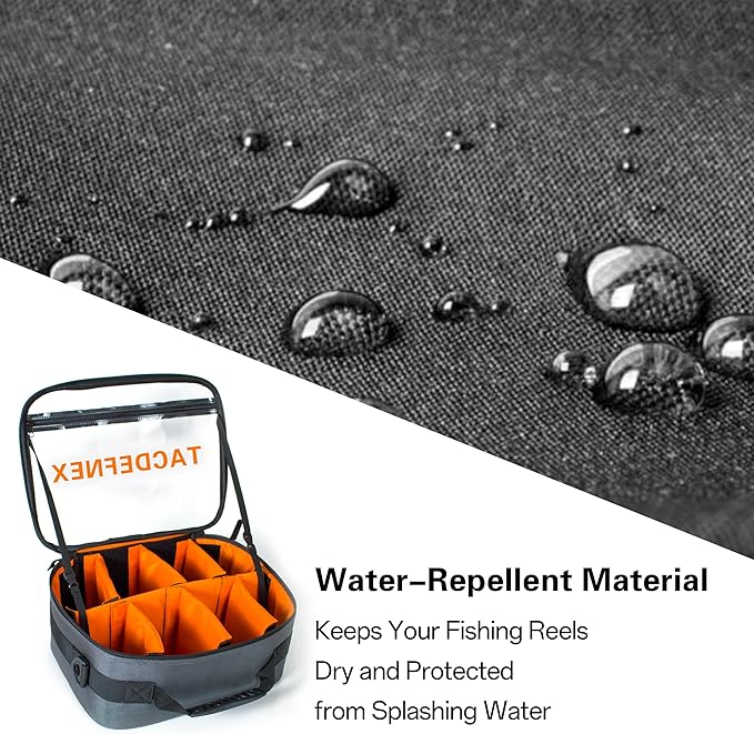 Waterproof Fishing Reel Case with 8 Shockproof Compartments – Portable Tackle Organizer for Spinning, Baitcasting, Spincast & Fly Reels Holds more than 10 Reels