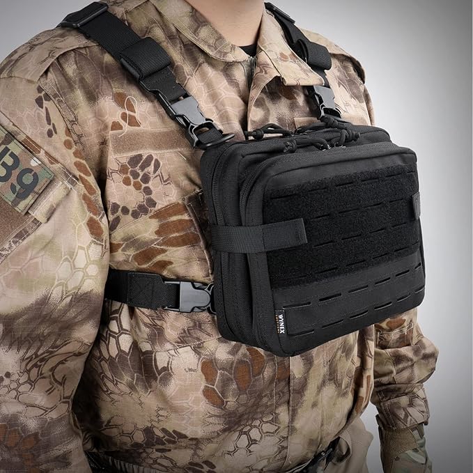 WYNEX Tactical Molle Admin Pouch of Double Layer Design, Admin Pouches Molle Attachment Military Medical EMT Organizer with Map Pocket EDC EMT Pack IFAK Tool Holder Universal U.S.A Patch Included