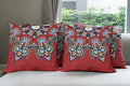 Ambesonne Mandala Throw Pillow Cushion Case Pack of 4, Color Jumble of Lace Like Flowers Leaves Swirls Vintage Illustration Folk Themed, Modern Accent Double-Sided Digital Printing, 20", Red