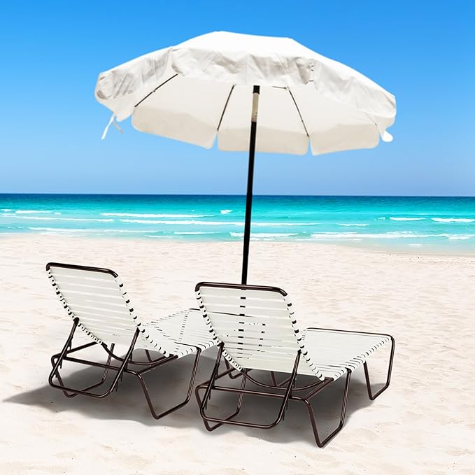 Vinyl Straps for Patio Chair Repair Kit 2'' Wide 10 Ft Long Replacement Straps + 10 Free Rivets for Outdoor Lawn Furniture Chaise Lounge Repair (White)