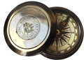 Marine Pocket Compass 1920 Vintage Brass Navigation Compass with Engraved Lid Antique Nautical Instrument