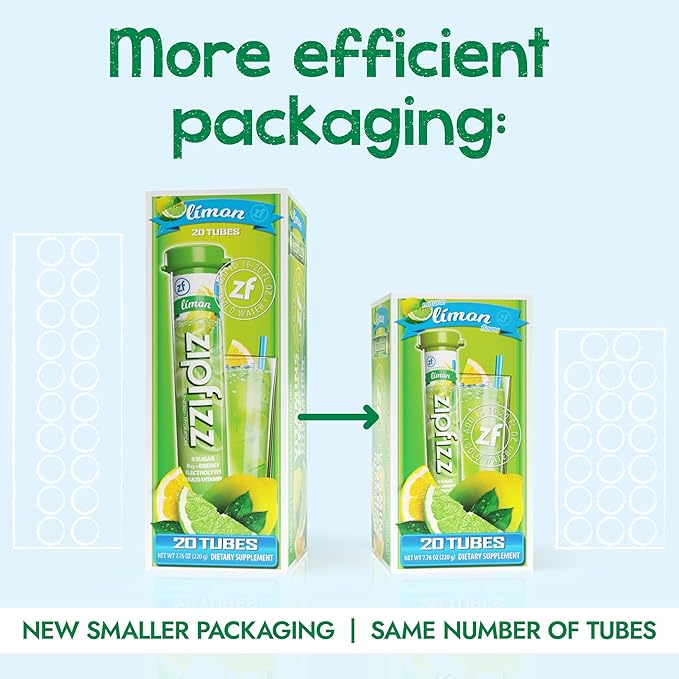 Zipfizz Daily Energy Drink Powder, Limon, 20 Pack | 3-in-1 Sustained Energy, Rapid Hydration, and Essential Vitamins | Sugar-Free | Electrolyte Powder | Contains Vitamin B-12 & Antioxidants