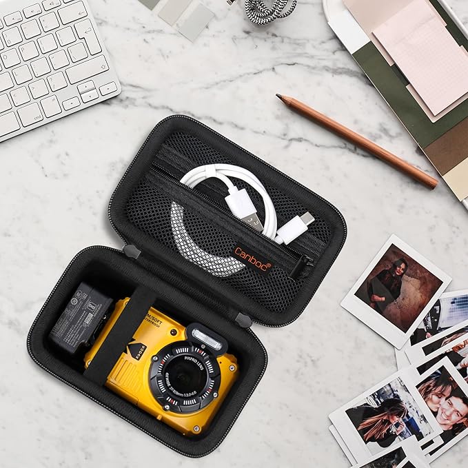 Canboc Carrying Case for Kodak PIXPRO WPZ2 Rugged Waterproof Digital Camera, Underwater Photography Camera Bag, Mesh Pocket fits USB Cable, Battery, Adapter, Black (Case Only)