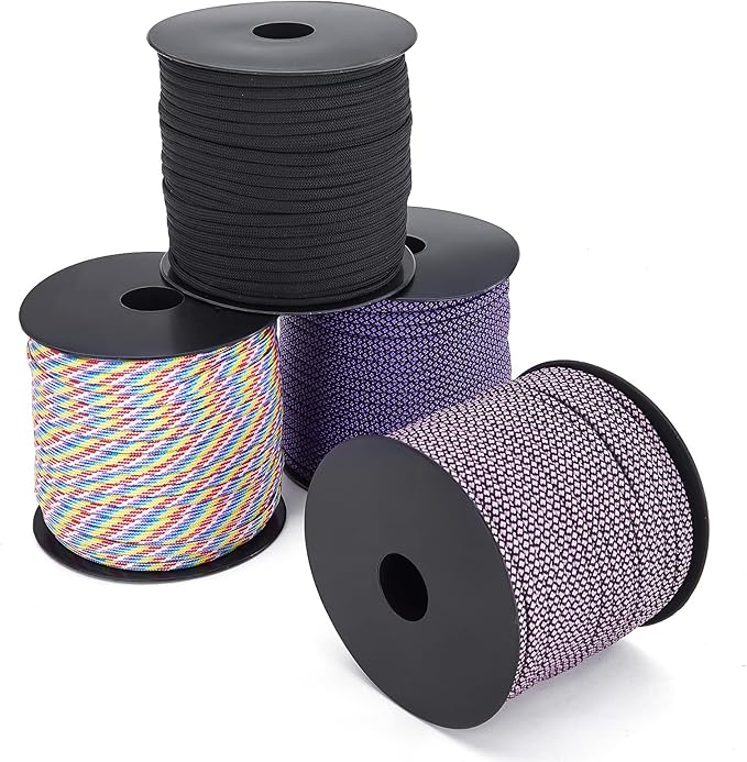 MOOCY Paracord 550,5/32 in x 164 ft (4mm x 50m),7 Inner Strands/Parachute Cord,Nylon Type III Paracord,Ideal Nylon String for Survival & Camping Gear,Purple Black