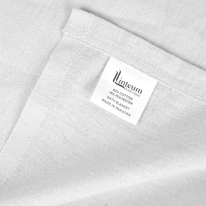 Linteum Textile Cotton Blended Hospital Patient Bath Blanket, Bed Bath Sheet, Queen Blanket Lightweight Sheet Blankets 90x90 in, 2.25 lb. White
