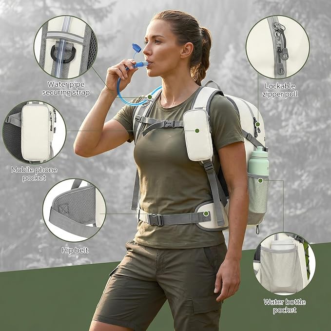 TILYMOL Hydration Hiking Backpack with 2L Water Bladder - Lightweight Waterproof Outdoor Camping Backpack/Water Backpack, Hiking Daypack with Hydration System for Hiking, Travel, Running, Biking