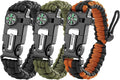 Paracord Survival Bracelet (3 Pack) - Adjustable with Fire Starter, Whistle, Compass - Survival Gear for Hiking, Camping, Fishing, Gifts for Men Dad Husband