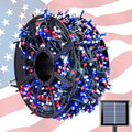 JMEXSUSS 600 LED 4th of July Decorations Solar Lights, 206.7ft Red White and Blue Lights Outdoor Waterproof, 8 Modes Patriotic Solar String Light for Independence Day Tree Camper Party Patio Decor