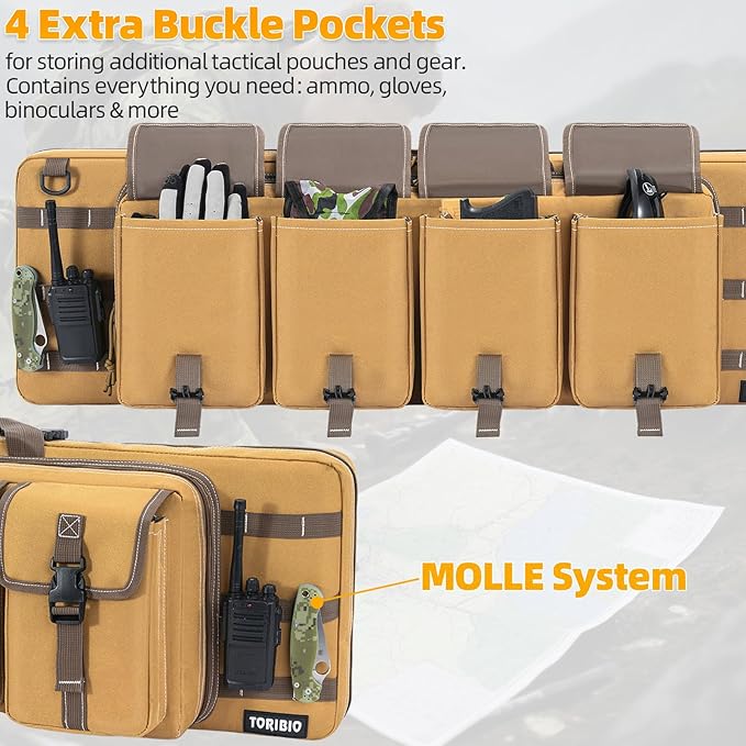 TORIBIO Double Rifle Case Soft Bag 32" 34" 36" 42" 46" 48'' 51“ 55” Gun Case Tactical for Rifle Firearm Storage, Transportation and Hunting Shooting Range, Rifle Backpack