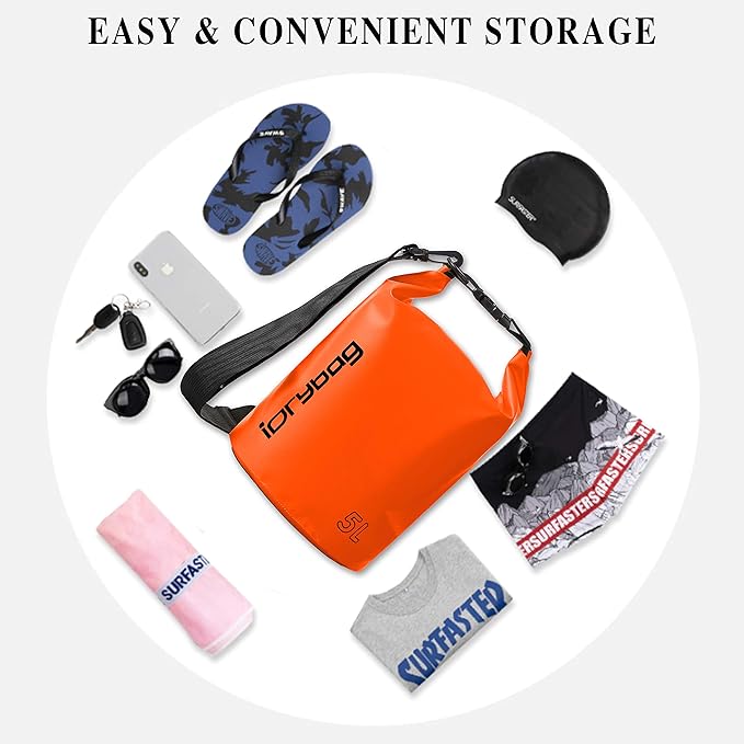 IDRYBAG Dry Bag for Kayaking Waterproof 2L/5L/10L/15L/20L, Small Dry Sack Waterproof Bag for Boating