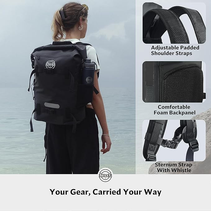 STOVER 5/10/25/30/40/55L Waterproof Dry Bag- Roll-Top Backpack w/Phone Case- Kayaking, Hiking, Camping, Boating- Men/Women