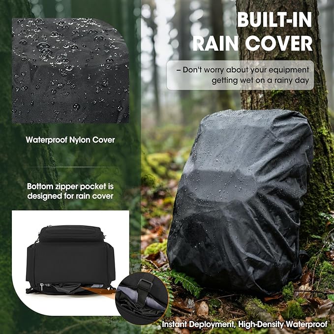 RAINSMORE Tactical Hydration Backpack 18L with 2L Water Bladder & Rain Cover, Insulated Molle Hiking Daypack, Lightweight Waterproof Ripstop Water Pack for Outdoor Cycling, Hiking