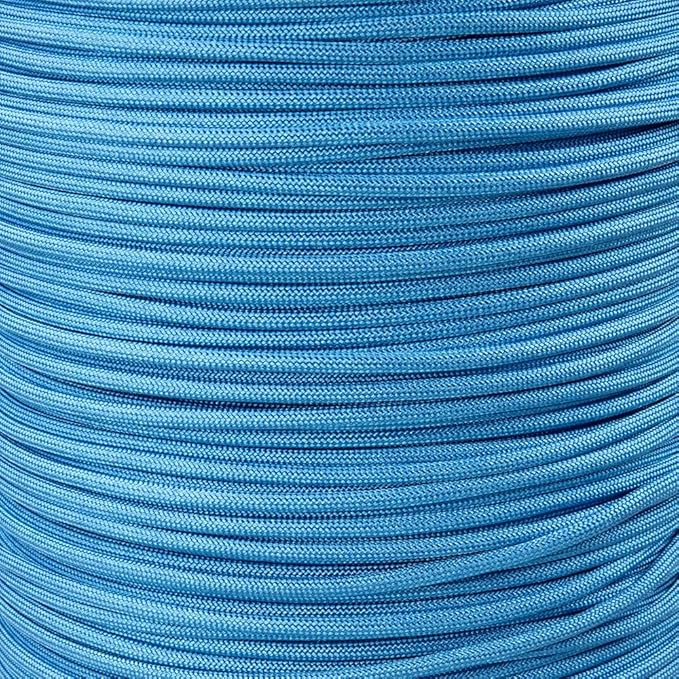 Paracord Planet Solid Color 550lb Paracord – 7 Strand Type III Nylon Cord for Indoor and Outdoor Tasks – Carolina Blue (250 ft)