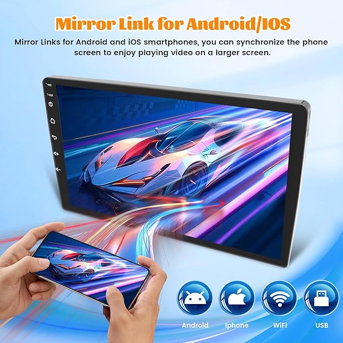 Roinvou 2+64G Android 10.1" Touch Screen for Jeep Compass Patriot 2010-2016 with Wireless CarPlay Android Auto WiFi Bluetooth GPS Navigation FM RDS Radio Backup Camera