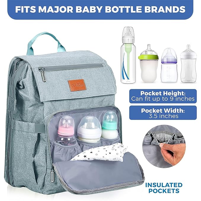 Baby Shower Gifts Diaper Bag Backpack - Large Capacity Baby Bag Backpack, Wide Opening & Easy Access Stylish Baby Diaper Bag - Waterproof, Durable, Travel-Friendly Organizer w/ Foldable Changing Pad