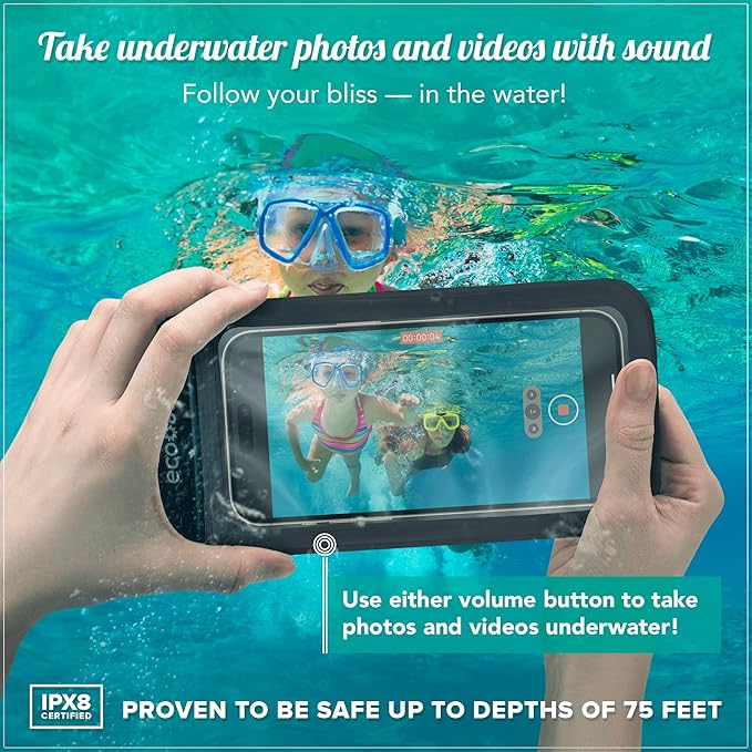 Eco Sun Waterproof Phone Pouch & Floating Wrist Strap Bundle (2-Pack Each) – Waterproof Phone Case + Float Strap – Travel & Beach Essentials Designed in Hawaii – Fits iPhone 17 Pro Max, GoPro, Cameras