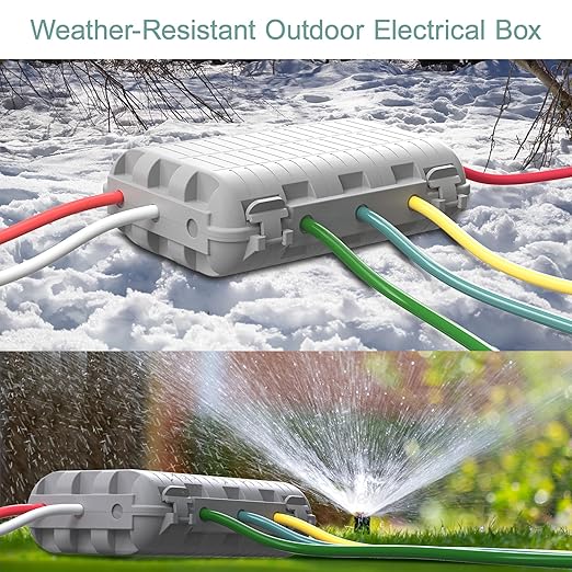 Outdoor Waterproof Electrical Box, 2 Pack Large Extension Cord Cover Protector Plug Connection Cable Safety Box IP54 Water-Resistant for Power Strip, Holiday Light and Decorations, Grey
