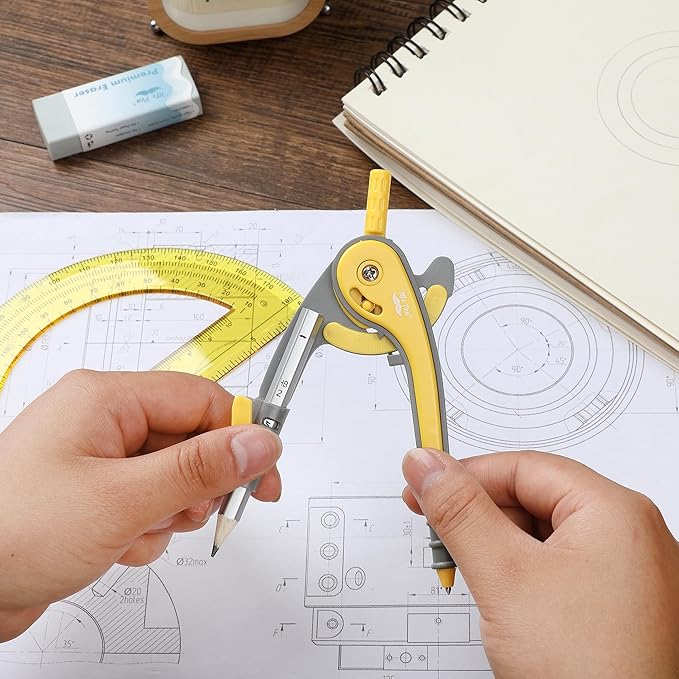 Mr. Pen- Geometry Compass and Protractor Set, 6 Inch Compass, 6 Inch Protractor, Drawing Tool for School, Clear Plastic, Easy Grip, Precision Design for Math, Art, Drafting, Architecture