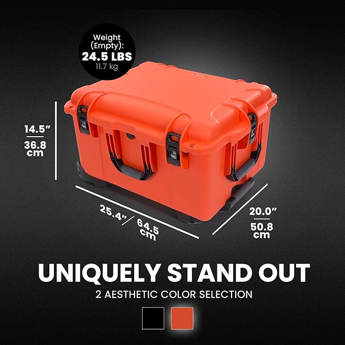 NANUK Trail 80 – 79L (20.9-Gallon) Waterproof Storage Box – Wheeled & Modular Cargo Case for Camping, Fishing, Hunting & Outdoor Storage – Dustproof and Impact Resistant (25.4” x 20” x 14.5”) – Orange