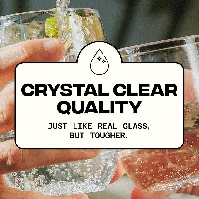 GOVINO Unbreakable Plastic Wine Glasses - Stemless Shatterproof Tritan Glassware, Fancy Cups That Look Like Glass, 16oz, Set of 4