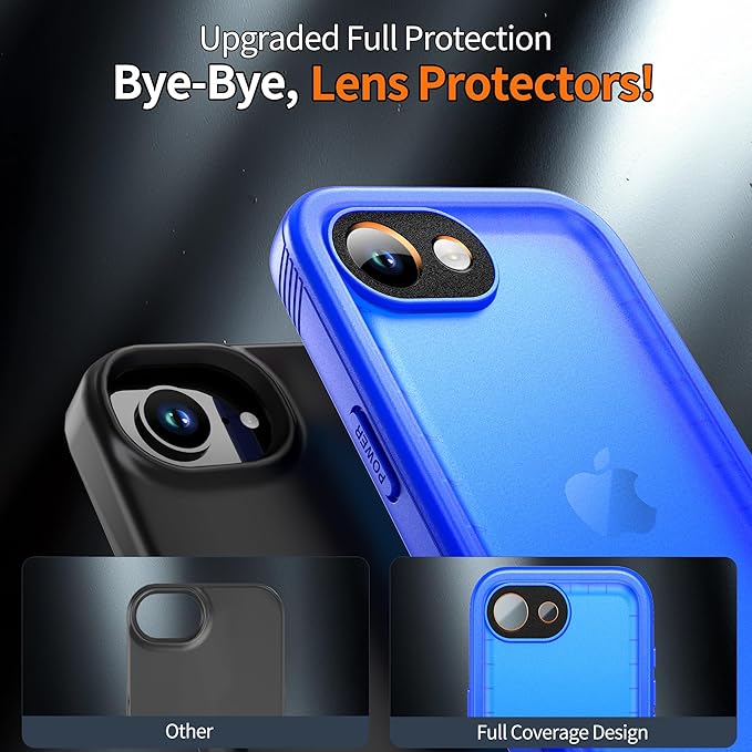 Cozycase TOP Protective Full Body Frosted Blue Case for iPhone 16e/iPhone 17e - Slim Shock Water Proof Protection Construction Builder Unbreakable Double Sided Bumper Armour Rugged Strong 16/17 e Case