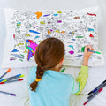 eatsleepdoodle - Coloring Pillowcase for Kids – Reusable DIY Pillow Cover with Washable Markers, Educational Arts & Crafts Activity for Boys & Girls, Fun Gift for Creative Play, Machine Washable