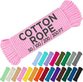 TECEUM Cotton Rope 3/16” (5 mm) – 50 FT – Strong All-Purpose Braided Rope – Natural Cotton – for Crafting, Сamping, Clothes Line, DIY, Indoor & Outdoor Use – Pink