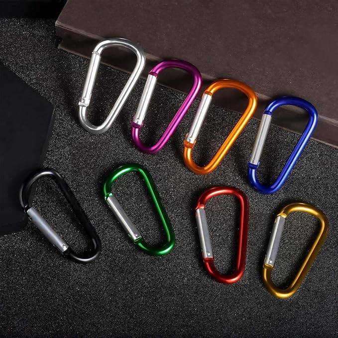 Outdoor Essentials 8PCS Aluminum Carabiner Clips, 3 Inch Large D Shape Spring Snap Hook for Hiking, Camping, Hammocks, Keys, Keychains, Dog Leashes