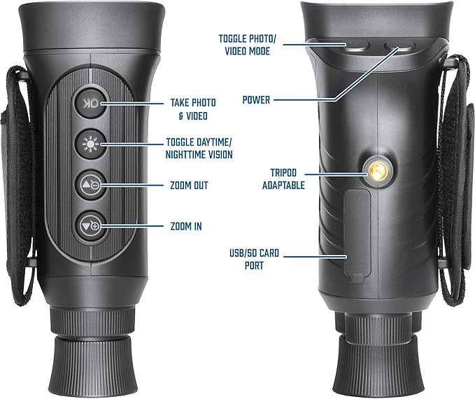 Barska NV-1 Digital Night Vision Monocular – Compact Infrared Scope for Day & Night Use – HD Photo/Video, Rechargeable Battery, USB/Micro SD Compatible