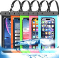 Famoby Up to 8.3" 5 Pack Multicolor Universal Waterproof Phone Pouch, Phone Waterproof Case Dry Bag,Protection Level: IP68,Outdoor Sports for Apple iPhone,Samsung,and More,Black,Blue,Pink,Orange,Green