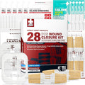 EVERLIT CARE Wound Closure Kit | 28 Pcs All-in-One First Aid with Suture-Free, Stitchless Zip Devices, Butterfly Bandages, for up to 6" Wounds | 100% Sterile Medical Supplies to Clean, Cover & Heal