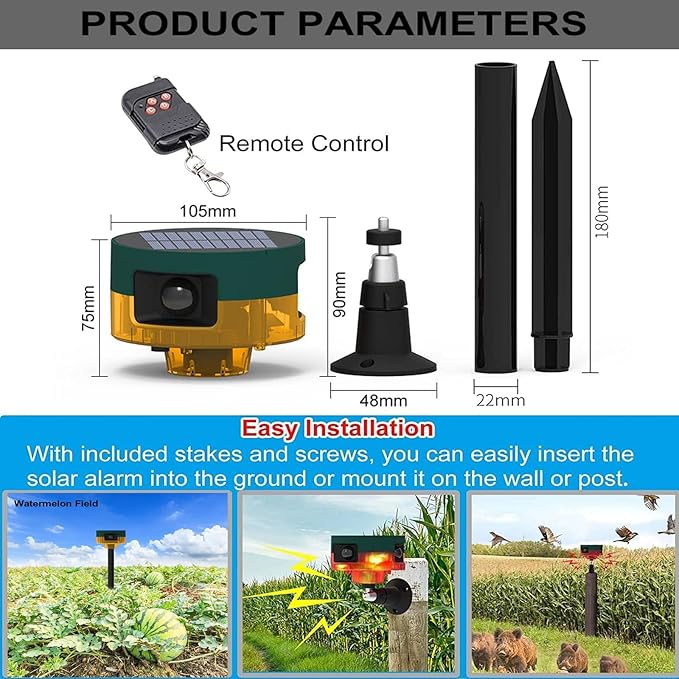 2Pack Solar Sensor Security Alarm Lights Outdoor,WONFAST 360° Motion Detector LED Flashing Strobe Light Warning Lamp Built-in 13Sounds,129db Loud Siren Sound for Home Farm Barn Villa Yard (Yellow)