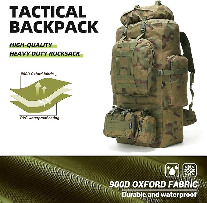100L Camping Hiking Backpack,Molle military Tactical rucksack backpack,Waterproof Lightweight Hiking Backpack