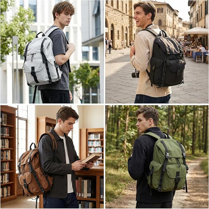 mixi Travel Backpack for Women Men, 18 Inch Carry On Laptop Backpack Flight Approved fits 16'' Laptop, Lightweight Waterproof Hiking Backpack Travel Outdoor Business Casual Daypack, Light Gray