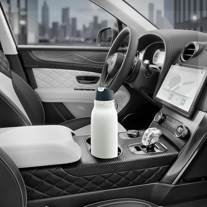 Meoky 24 oz Travel Water Bottle Stainless Steel: Leak Proof Locking Lid, 2-in-1 Straw and Spout, 24 Hours Cold, Top Handle, BPA Free, Slim Insulated Water Bottle for Car Ourdoor, Frost