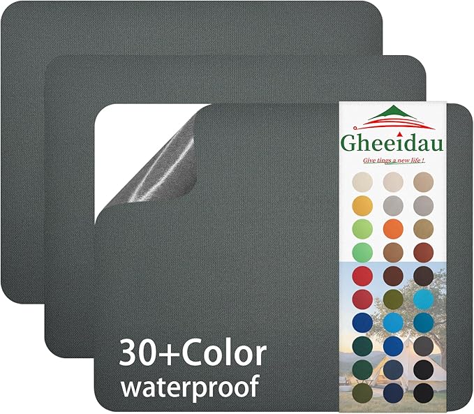Gheeidau Canvas Repair Patch 9×11 Inch 3Pcs Waterproof Self-Adhesive Fabric Repair Patch for Tents,Boat Cover,Pop Up Canopy,Patio,Bags,Car Seats,Sofas,Furniture Cover(Dark Grey)
