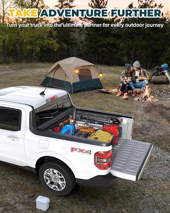 Trumgeta Aluminum Side Bed MOLLE Panel Fit for 2022–2026 Ford Maverick, No-Drill Installation, Heavy-Duty Truck Bed Organizer Rack System for Tools Gear Accessories