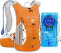 Hydration Backpack with 2L Water Bladder - Lightweight 15L Daypack with Phone-Sized Hip Belt Pockets, Anti-Chafe Cotton Edging & No-Bounce Straps - Small Water Backpack for Hiking, Running, Skiing