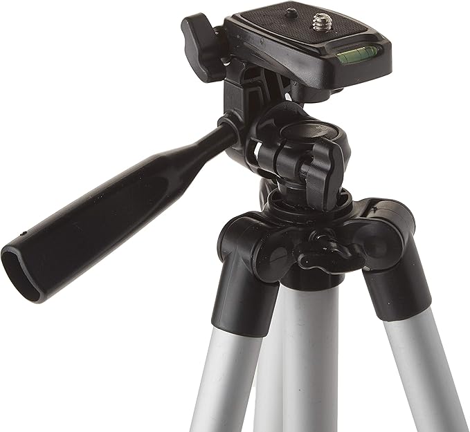 50 Inch Aluminum Camera Tripod with 3-Way Pan Head & Quick-Release Plate – Lightweight DSLR & Mirrorless Tripod with Bubble Level for Photography & Video