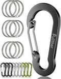 9PCS Carabiner Keychain Clip,2.7" Large Aluminum Carabiner Clips with 9PCS Stainless Steel Key Rings