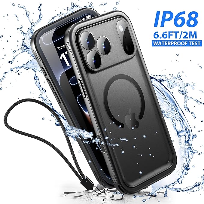 SPORTLINK for iPhone 17 Pro Case - IP68 Waterproof Military Protective Full Body Heavy Duty Shockproof 360 Sealed Dustproof with Camera Screen Protector Phone Cover for iPhone 17 Pro 6.3" M/Black