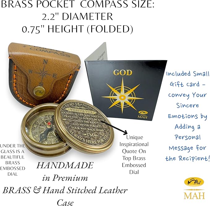Brass Compass Gift to My Son Never Forget I Love You, Sentimental Keepsake from Mom Dad Grandparents, Inspirational Guidance Compass Gift for Son Graduation Birthday Baptism Confirmation Gift Idea