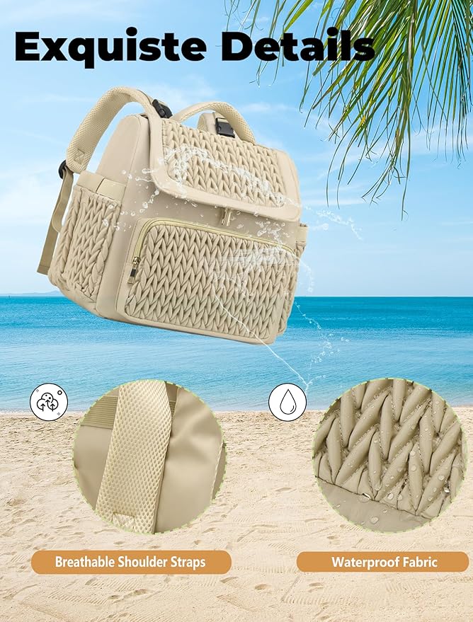 Awanhe Diaper Bag Backpack, Baby Bag with Changing Pad, Travel Waterproof Diaper Bag Tote, Newborn Essentials Must Haves, Luxury baby shower gifts for boys & Girls, Brown Taupe