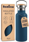 Bambaw Insulated Water Bottle 16 oz, Stainless Steel Water Bottle Insulated, For Hot & Cold Drinks, Reusable & Easy to Clean, Rust-Resistant, Made of High-Grade Stainless Steel (Aegean Blue)