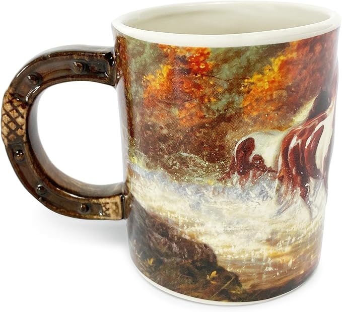 Rivers Edge Products 3D Ceramic Coffee Mug with Handle, 15 Ounces, Espresso Cups and Coffee Cups Ceramic, Perfect for Coffee, Expresso, Latte, or Tea