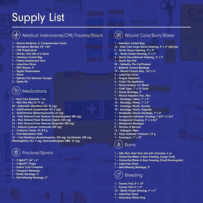 Adventure Medical Kits Marine Series Medical Kit - 1500 - Boat First Aid Kit For Small Crews 24 Hours From Care - Includes Emergency Medical Supplies Like Bandages, Medicine, Guide Book & More
