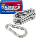 Stainless Steel Carabiner Clip, 4 Pack, 316 Marine Grade, Heavy Duty Spring Snap Hooks, Mini and Large Sizes, 2" to 4" Options