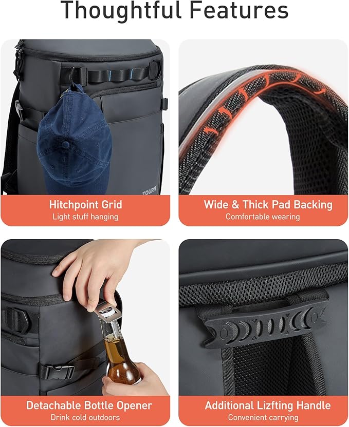 TOURIT Cooler Backpack Lightweight Insulated Backpack Cooler Leak-Proof for Men and Women, Sports Fan Coolers